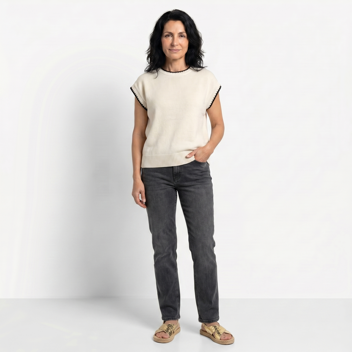 CRISTELA | TOP TRICOTAT CU DETALII CONTRAST
