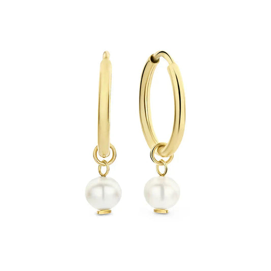 GOLDEN DANGLING PEARL EARRINGS