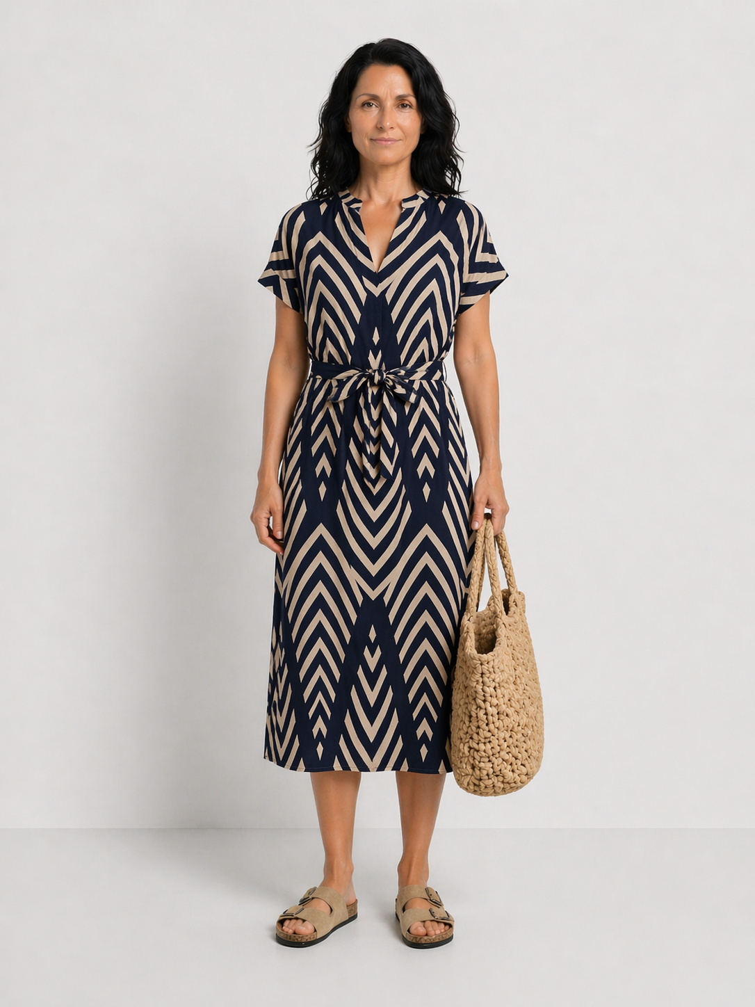 ELIZA | ROCHIE MIDI CU IMPRIMEU GEOMETRIC
