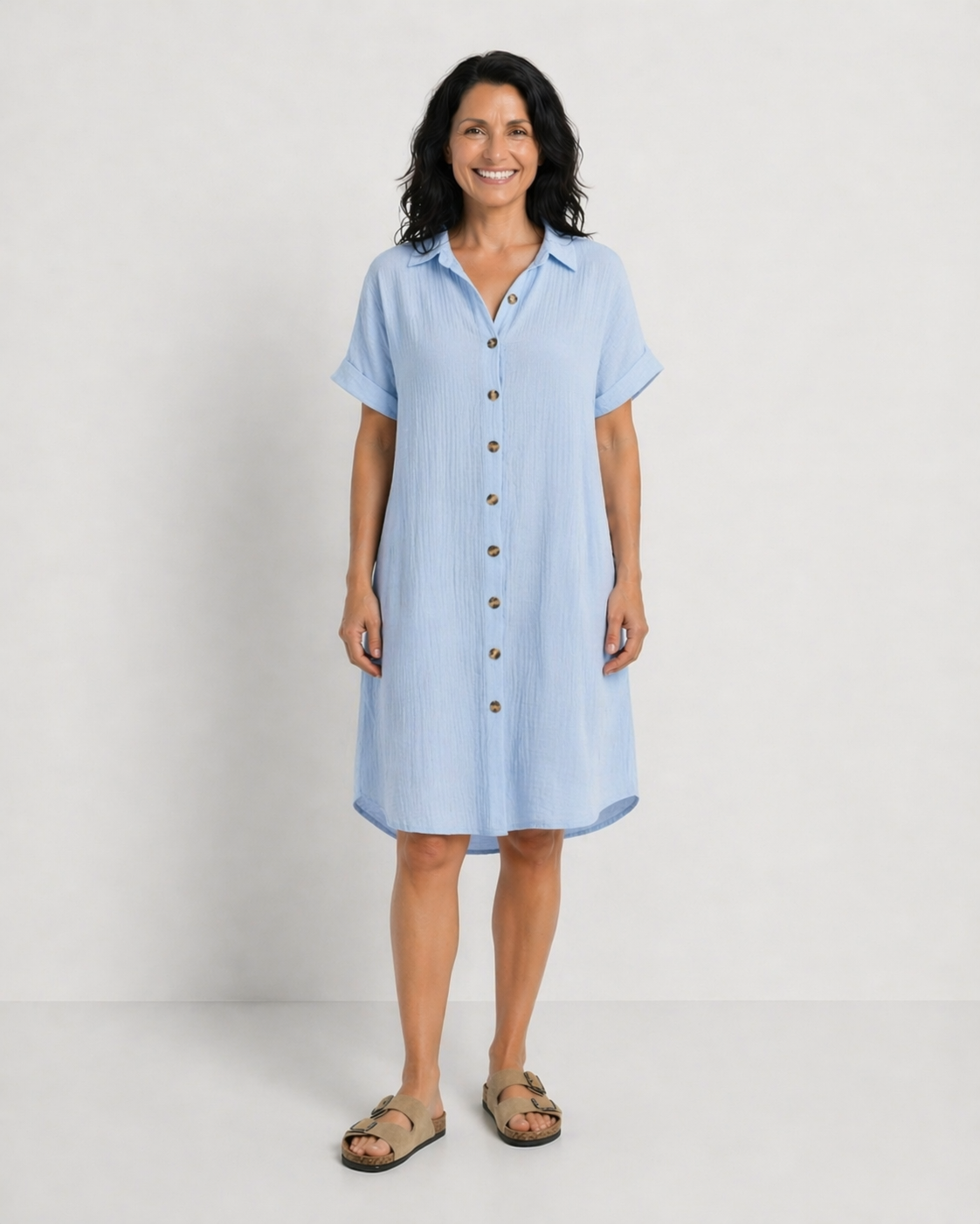 CAMELIA | ROCHIE LEJERĂ PÂNĂ LA GENUNCHI CU GULER