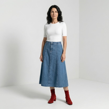 VALERIA | FUSTĂ MIDI DIN DENIM