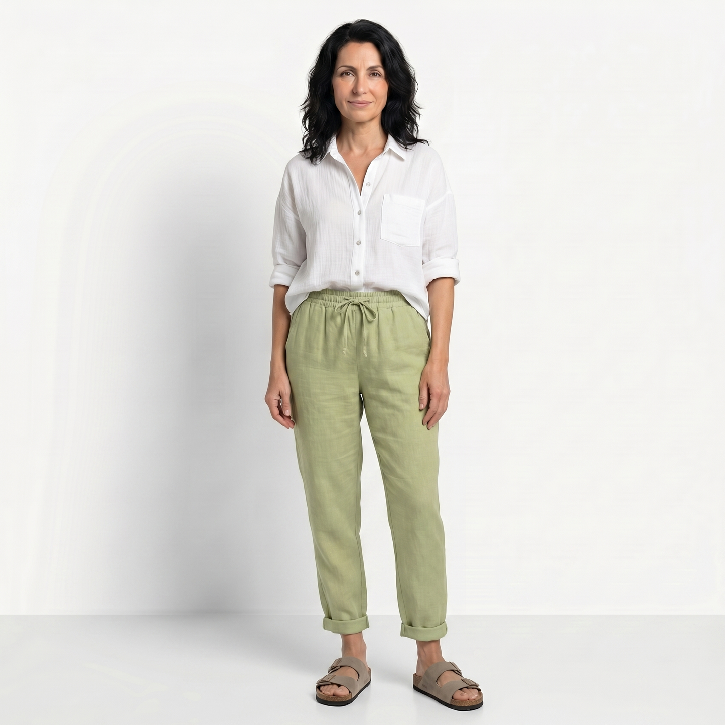 VANESSA | PANTALONI DIN IN TALIE ELASTICĂ