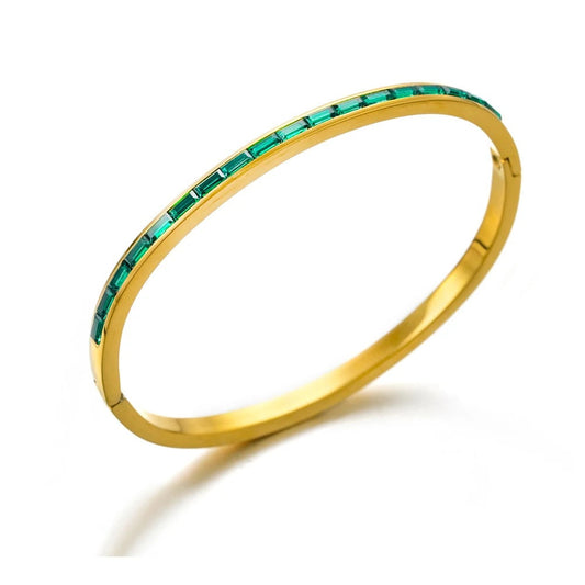 RECTANGULAR GREEN STONE BRACELET