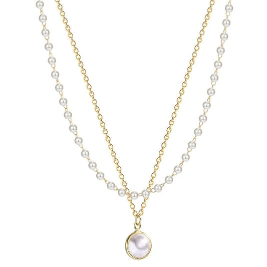 GOLDEN DOUBLE PEARL NECKLACE