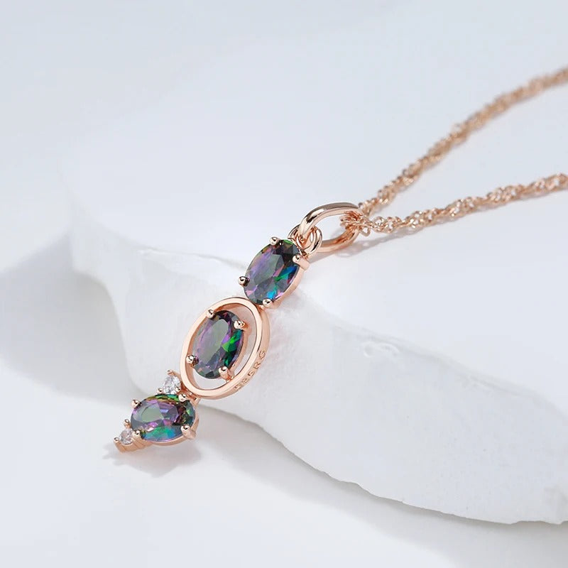 COLIER ROSE GOLD CU PIATRĂ ALBASTRĂ