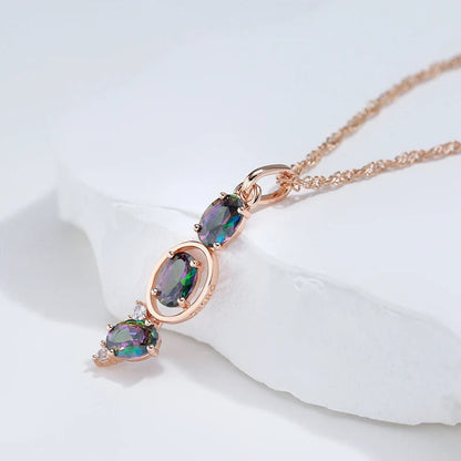 COLIER ROSE GOLD CU PIATRĂ ALBASTRĂ