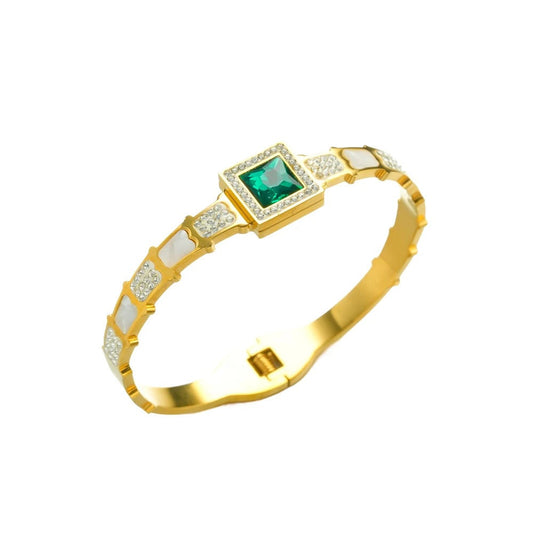 SQUARE GREEN STONE BRACELET