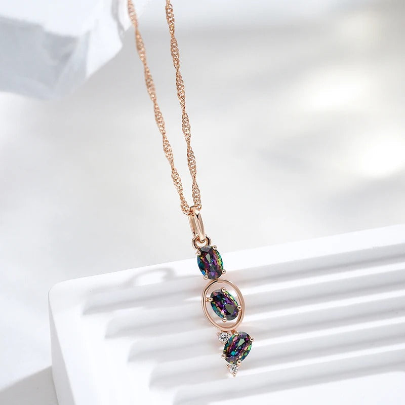 COLIER ROSE GOLD CU PIATRĂ ALBASTRĂ