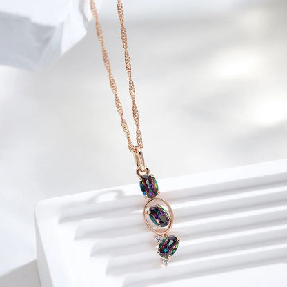 COLIER ROSE GOLD CU PIATRĂ ALBASTRĂ
