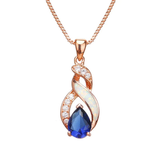 ROSE GOLD TEARDROP OPAL NECKLACE