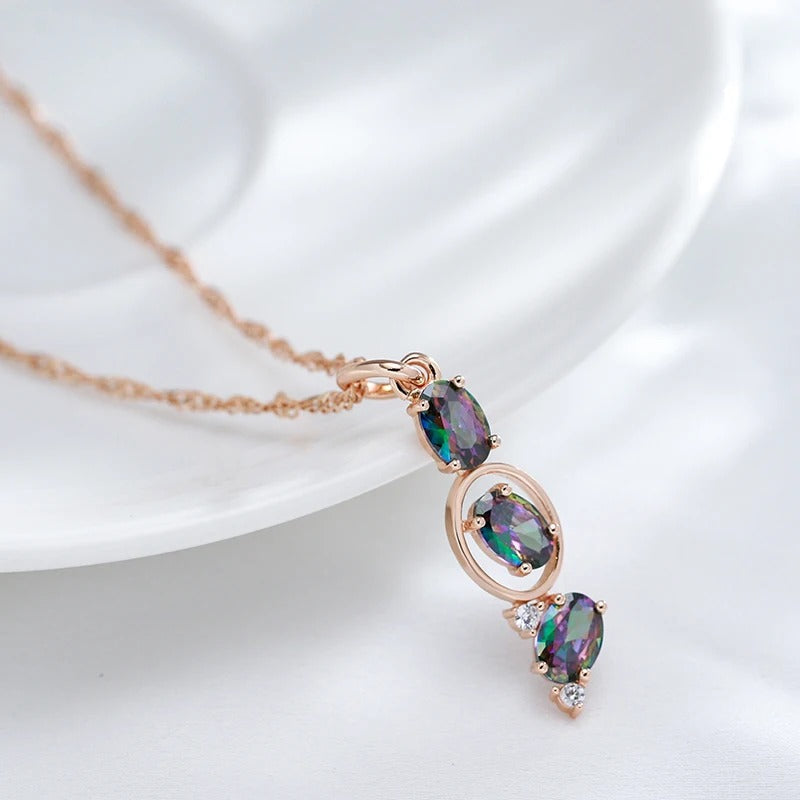 COLIER ROSE GOLD CU PIATRĂ ALBASTRĂ