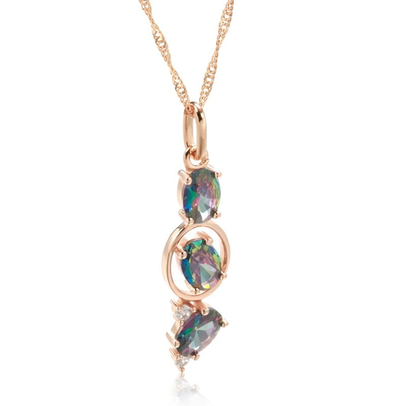 COLIER ROSE GOLD CU PIATRĂ ALBASTRĂ