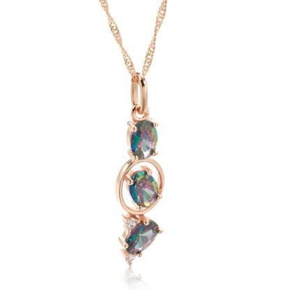 COLIER ROSE GOLD CU PIATRĂ ALBASTRĂ
